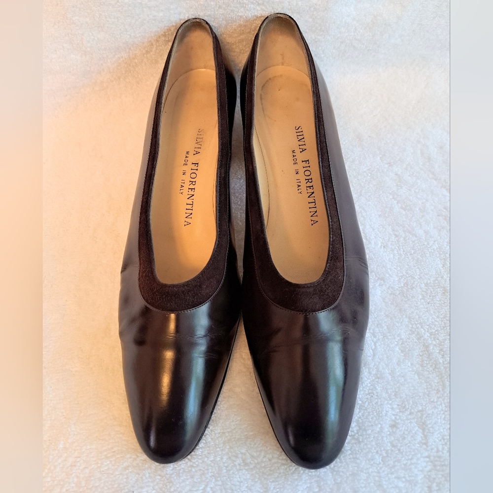 Silvia Fiorentina CHIARA Brown Leather Low Heel Pumps Shoes - 7.5 N